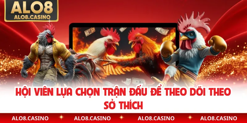 Hội viên lựa chọn trận đấu để theo dõi theo sở thích